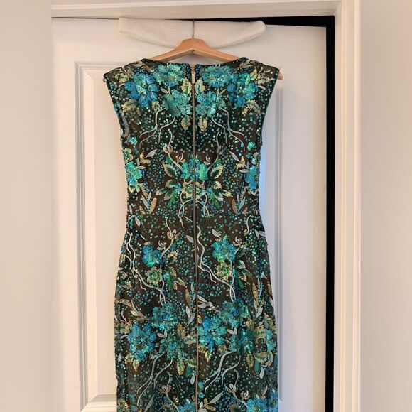NWOT BRONX AND BANCO Violet Teal Maxi Dress , Elegant Floral Gown - Picture 9 of 15